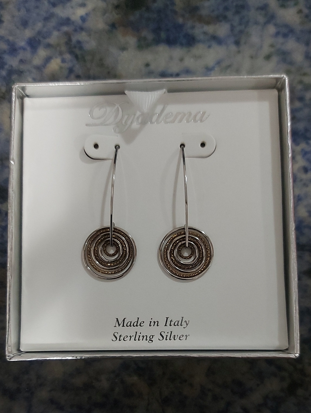 Dyadema Sterling Silver Circular Drop Earrings - Silver